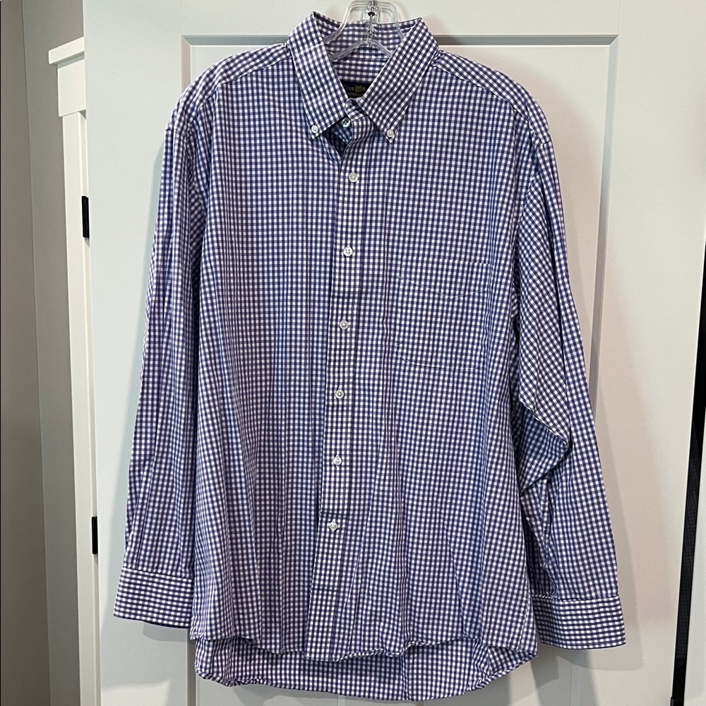 Club Room Men's Lavender Checkered Button Down Shirt